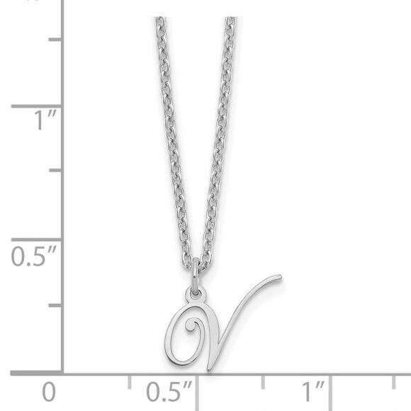 Kazi Luxury Sterling Silver Rhodium-plated Letter V Initial Necklace - Picture 3 of 6